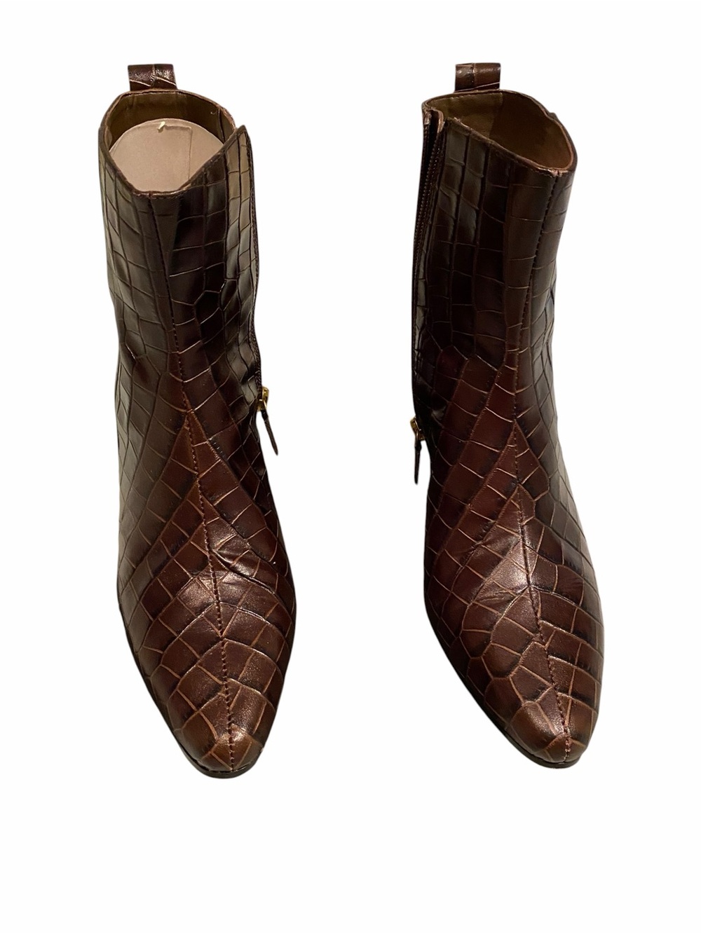 J. Crew Dark Brown Croc-Embossed Boots